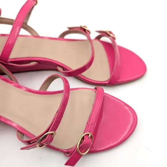 Stuart Weitzman Grecian Buckle Wedge Sandal Women's Peonia Size US9B EU39.5 - Picture 7 of 13